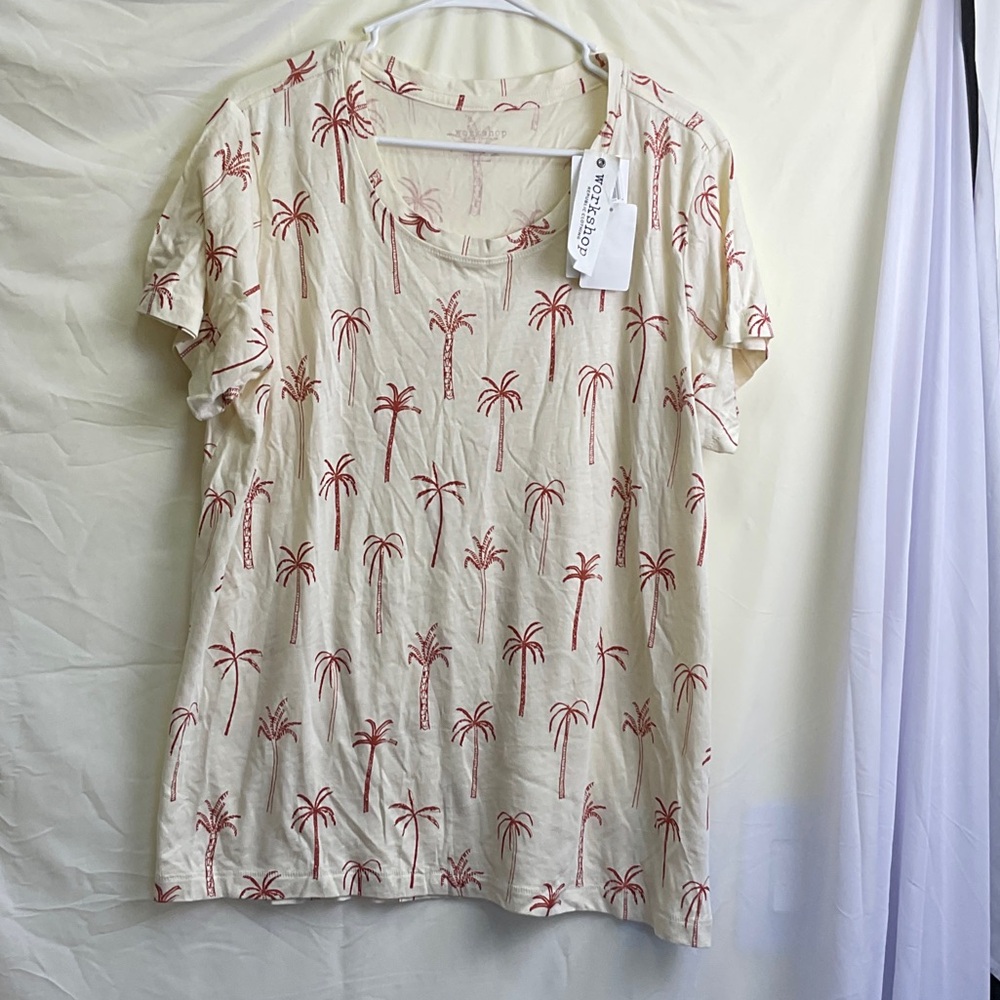 Workshop Republic Clothing Beige and Red Palm Print Tee